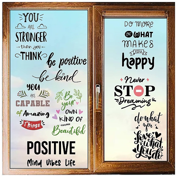 

PandaHall CRASPIRE 8 Styles Inspirational Quotes Words Window Decals Stickers Wall Clings Peel and Stick PVC Waterproof Self Adhesive Decor...