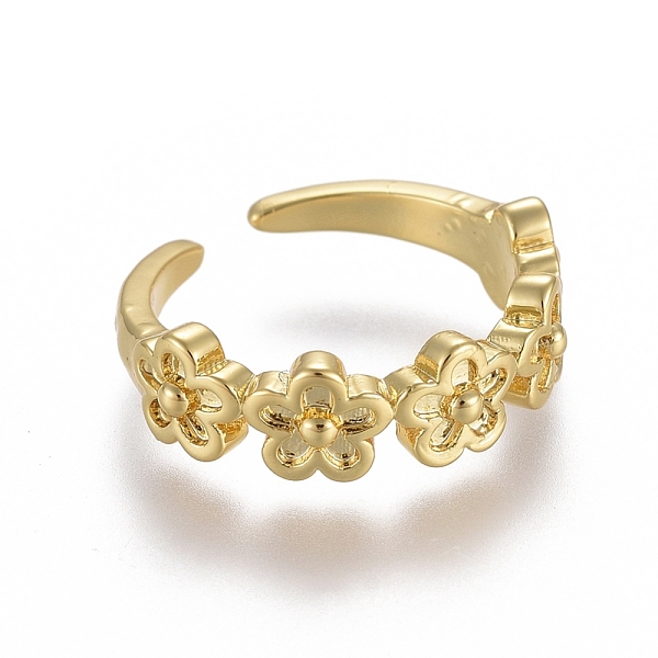 

PandaHall Adjustable Brass Toe Rings, Open Cuff Rings, Open Rings, Flower, Golden, US Size 4 1/4(15mm) Brass