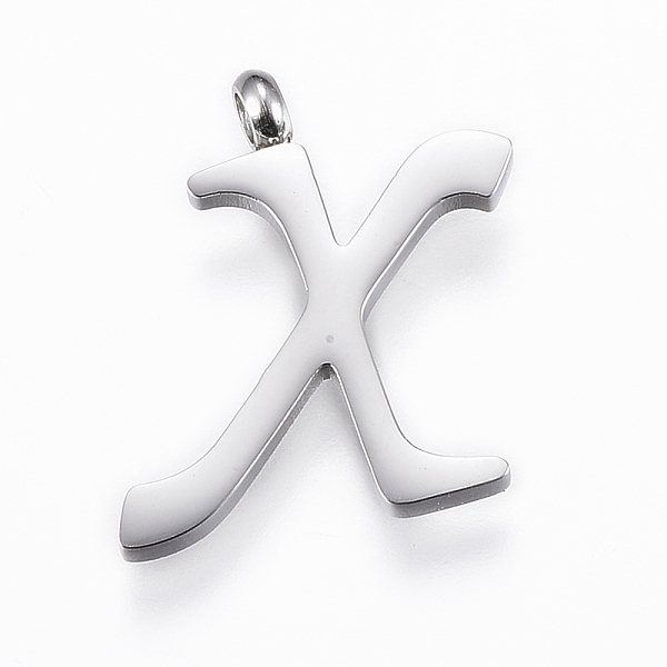 

PandaHall 304 Stainless Steel Pendants, Initial Letter, Letter.X, Stainless Steel Color, 18x14x2mm, Hole: 2mm 304 Stainless Steel Letter X