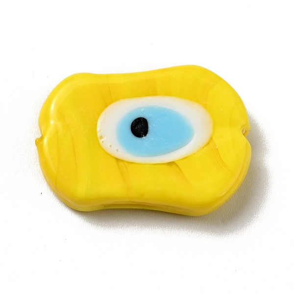 

PandaHall Handmade Evil Eye Lampwork Beads, Oval, Gold, 18x25x5mm, Hole: 1.6mm Lampwork Oval Gold