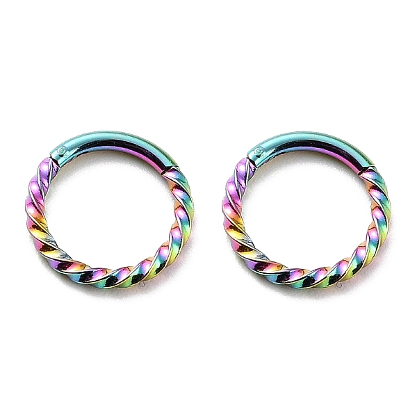 

PandaHall Ion Plating(IP) Twisted Ring Hoop Earrings for Girl Women, Chunky 304 Stainless Steel Earrings, Rainbow Color, 11x1mm, 18 Gauge...