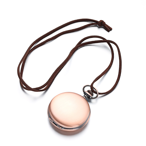 

PandaHall Alloy Quartz Pocket Watches, with Faux Suede Cords, Red Copper, 15.7 inch, Watch: 65.5x47x15mm Faux Suede Brown
