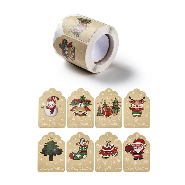 

PandaHall Christmas Themed Polygon Roll Stickers, Self-Adhesive Paper Gift Tag Stickers, for Party, Decorative Presents, Mixed Color..., Multicolor