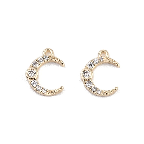 

PandaHall Brass Micro Pave Clear Cubic Zirconia Pendants, Moon Charms, Real 18K Gold Plated, 10x8x2mm, Hole: 0.8mm Brass+Cubic Zirconia Moon...