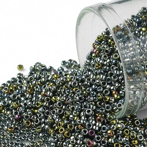 PandaHall TOHO Round Seed Beads, Japanese Seed Beads, (721) Galvanized Blue Gold, 15/0, 1.5mm, Hole: 0.7mm, about 3000pcs/bottle, 10g/bottle...