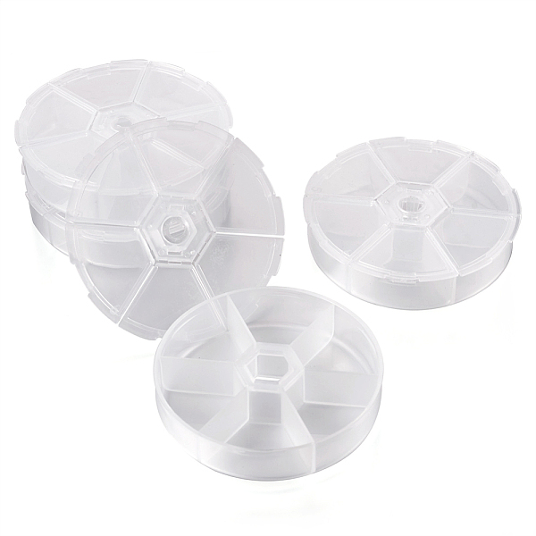 

PandaHall Yilisi 4Pcs Plastic Bead Containers, Flip Top Bead Storage, 6 Compartment, Round, White, 7.8x1.8cm, 4pcs/bag Plastic Round White