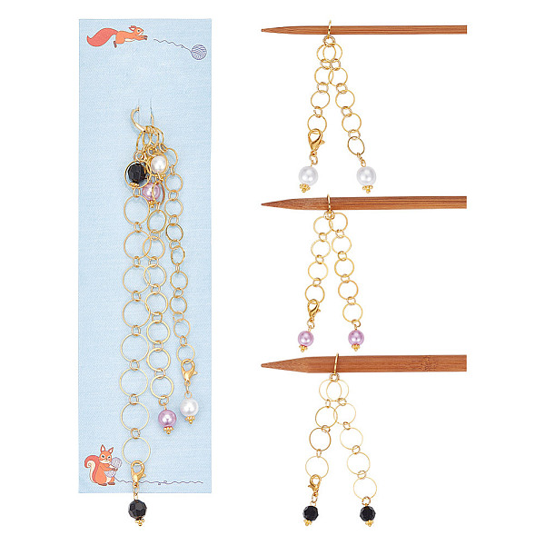 3Pcs 3 Styles Acrylic Pendant Knitting Row Counter Chains