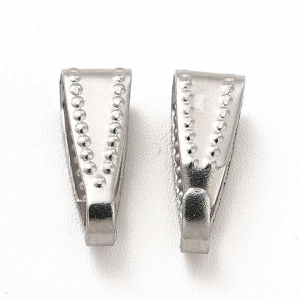 

PandaHall 304 Stainless Steel Snap on Bails, Stainless Steel Color, 11x4x4.5mm, Hole: 10.5x4mm 304 Stainless Steel