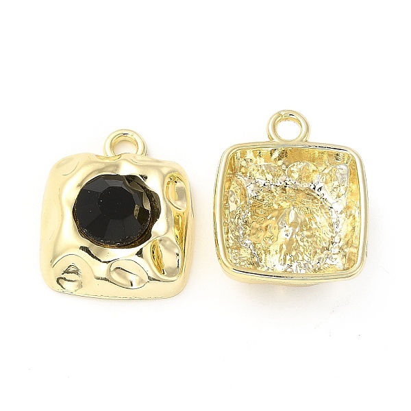

PandaHall Rack Plating Alloy Glass Pendants, Square Charms, Black, Cadmium Free & Lead Free, Light Gold, 17x14x6mm, Hole: 2mm Alloy+Glass...