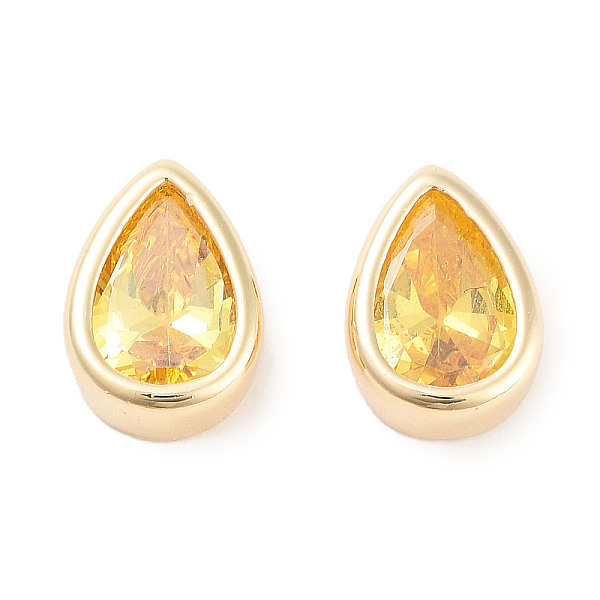

PandaHall Brass Cubic Zirconia Beads, Teardrop, Real 18K Gold Plated, Gold, 11x8x4mm, Hole: 2.5x1.2mm Brass+Cubic Zirconia Teardrop Gold
