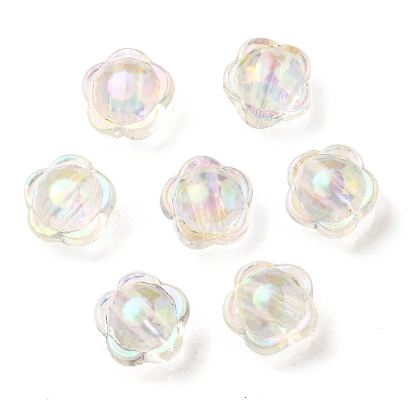 

PandaHall UV Plating Rainbow Iridescent Acrylic Beads, Two Tone Bead in Bead, Flower, Clear, 12x12.5x8.5mm, Hole: 2.5mm Acrylic Flower Clear