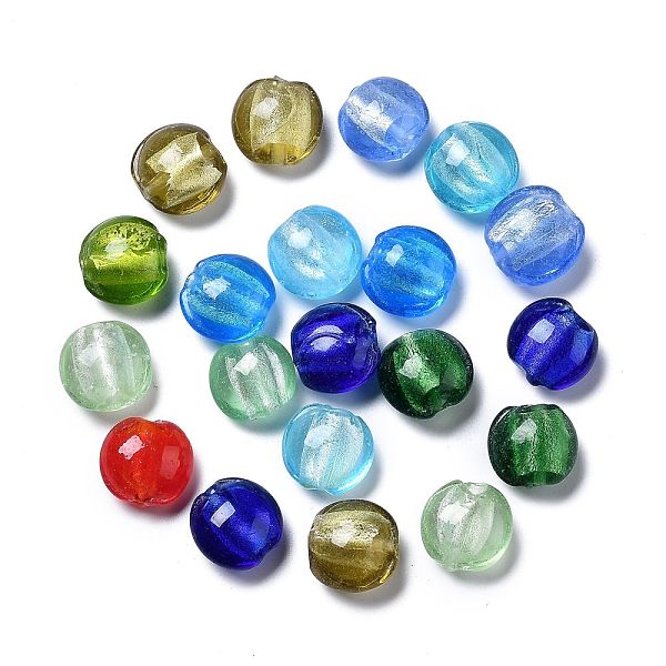 

PandaHall Handmade Silver Foil Glass Beads, Flat Round, Mixed Color, about 12mm in diameter, 8mm thick, hole: 1.5mm Silver Foil Flat Round..., Multicolor