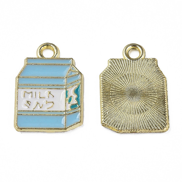 

PandaHall Alloy Enamel Pendants, Cadmium Free & Lead Free, Light Gold, Milk, Light Sky Blue, 18x12x1mm, Hole: 1.8mm Alloy+Enamel Others