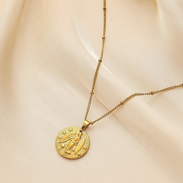 

PandaHall Constellation Coin Stainless Steel Pendant Necklace for Women, Golden, Virgo, 17.72 inch(45cm) Stainless Steel Virgo