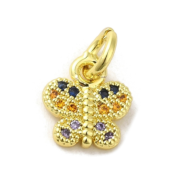 

PandaHall Real 18K Gold Plated Brass Pave Cubic Zirconia Pendants, with Jump Rings, Butterfly, Colorful, 9.5x8.5x1.5mm, Hole: 3mm...