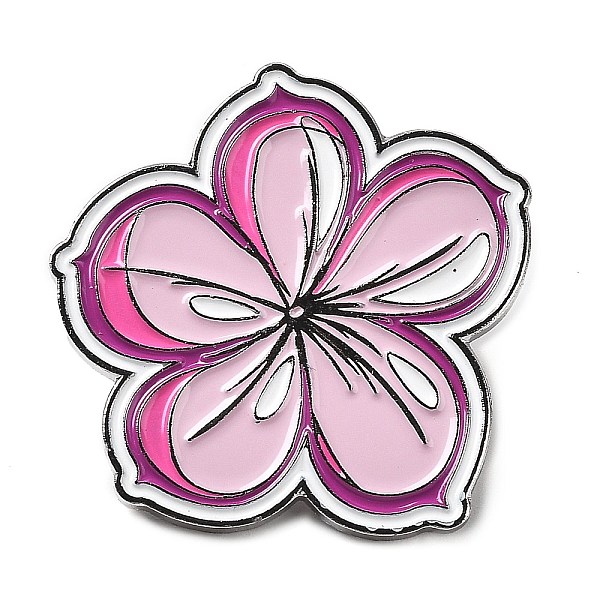 

PandaHall Pink Series Enamel Pin, Platinum Zinc Alloy Brooch for Women, Flower, 31x17x1.5mm Alloy+Enamel Flower