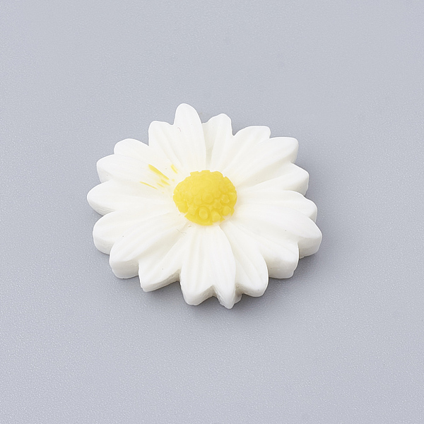 

PandaHall Resin Cabochons, Flower/Daisy, White, 23x22x7mm Resin Flower White