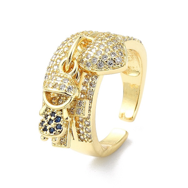 

PandaHall Rack Plating Brass Micro Pave Cubic Zirconia Open Cuff Rings, Cadmium Free & Lead Free, Long-Lasting Plated, Real 18K Gold Plated...