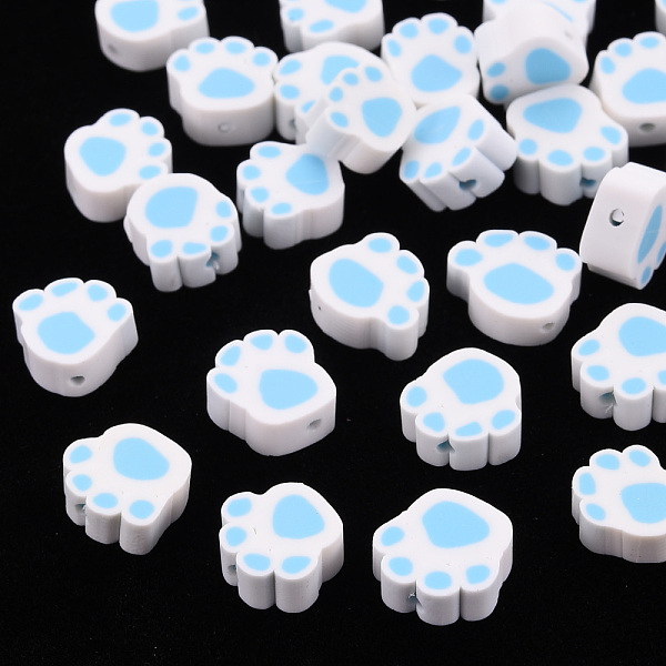 

PandaHall Handmade Polymer Clay Beads, Paw Print, Light Sky Blue, 8~11x9~11x4~5mm, Hole: 1.2~1.6mm Polymer Clay Others