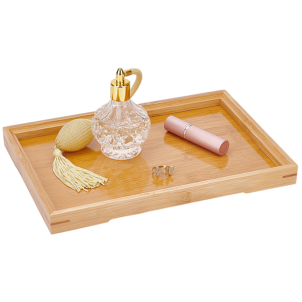 

PandaHall Bamboo Display Tray, Essential Oil Bottle Crystal Stone Storage Tray, Rectangle, Goldenrod, 190x280x24mm Bamboo Rectangle Gold