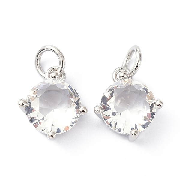 

PandaHall Brass Cubic Zirconia Charms, with Jump Ring, Long-Lasting Plated, Lead Free & Cadmium Free, Round, Real Platinum Plated..., Clear