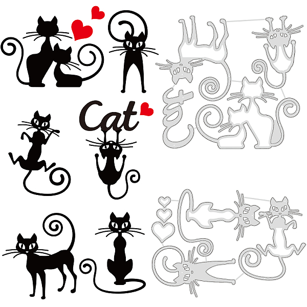 

PandaHall Carbon Steel Cutting Dies Stencils, for DIY Scrapbooking, Photo Album, Decorative Embossing Paper Card, Stainless Steel Color, Cat...