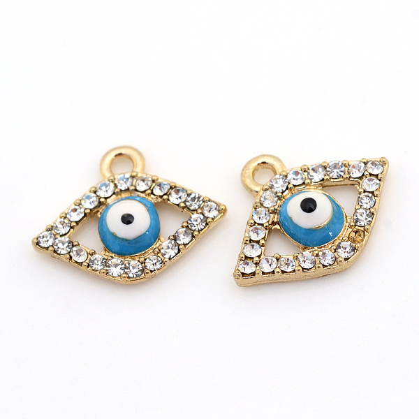 

PandaHall Alloy Rhinestone Pendants, Enamel Style, Evil Eye, Light Gold, 14x17x4mm, Hole: 2mm Alloy Rhinestone+Enamel Eye Clear