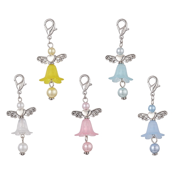 

PandaHall Angel Acrylic Pendants Decorations, with Zinc Alloy Lobster Claw Clasps, Mixed Color, 60mm Acrylic Angel & Fairy Multicolor