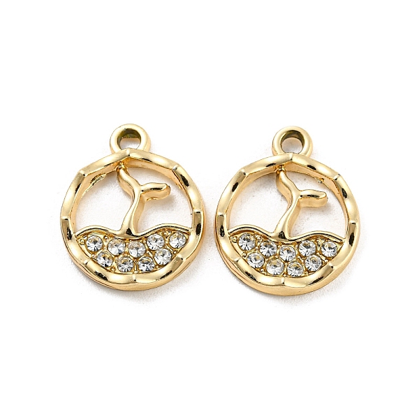 

PandaHall UV Plating Alloy Rhinestone Pendants, Flat Round with Whale Tail Charms, Golden, 15.5x13x2.5mm, Hole: 1.8mm Alloy+Rhinestone Flat...