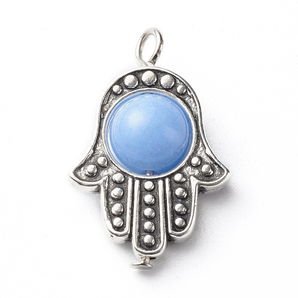 

PandaHall Synthetic Luminous Stone Pendants, with Tibetan Style Alloy Bead Frames & Iron Flat Head Pins, Glow in the Dark, Hamsa Hands...