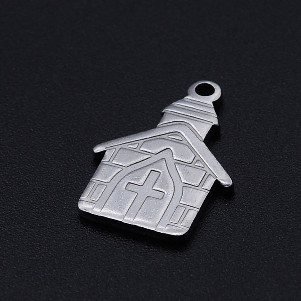

PandaHall 201 Stainless Steel Pendants, Church, Stainless Steel Color, 18x12.5x1mm, Hole: 1.4mm 201 Stainless Steel Building