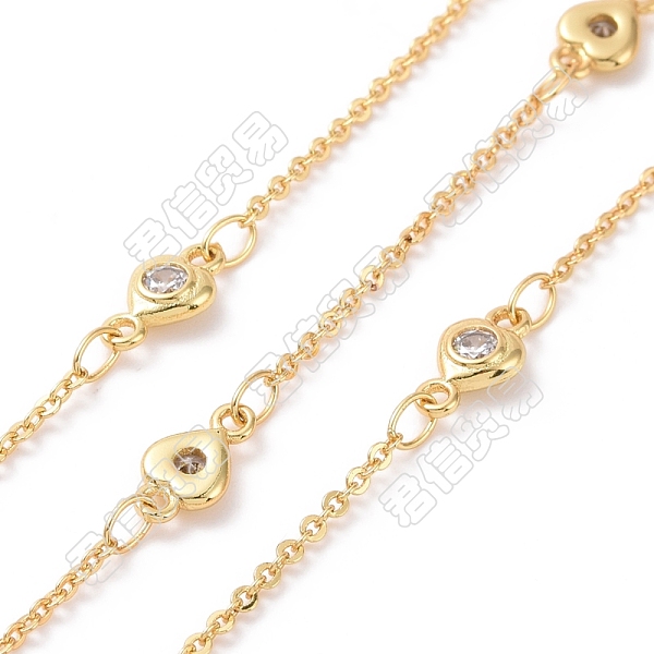 

PandaHall Clear Cubic Zirconia Heart Link Chains, with Brass Cable Chains, Unwelded, Cadmium Free & Nickel Free & Lead Free, Real 18K Gold...