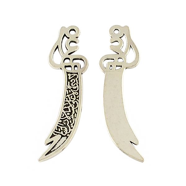 

PandaHall Tibetan Style Zinc Alloy Big Pendants, Hacking Knife, Lead Free & Cadmium Free, Antique Silver, 58.7x15.6x1.5mm, Hole: 2.5mm...
