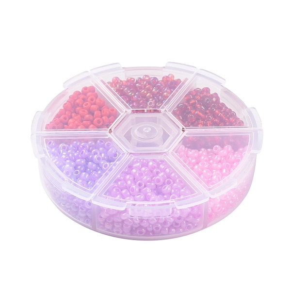 

PandaHall 8/0 Glass Seed Beads, Silver Lined & Trans. Colors Rainbow & Opaque Colours & Ceylon, Round, Red, 8/0, 3mm, Hole: 1mm, 60g/box...