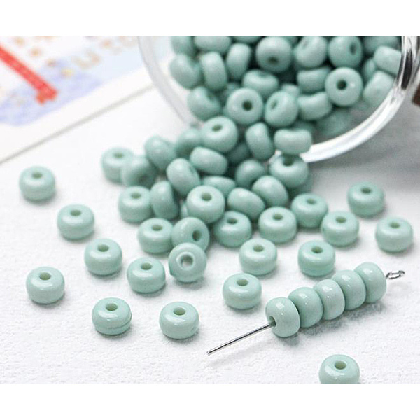 

PandaHall Opaque Acrylic Beads, Flat Round, Pale Turquoise, 7x4mm, Hole: 1.6mm, about 70pcs/bag Acrylic Flat Round