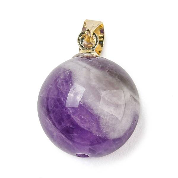 

PandaHall Natural Amethyst Sphere Pendants, Round Charms with Golden Plated Alloy Snap on Bails, 15.5x12mm, Hole: 3.6x4.8mm Amethyst Round