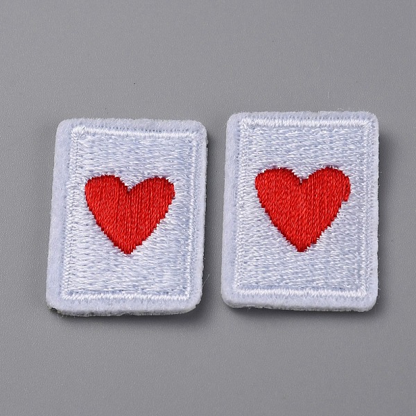 

PandaHall Playing Card Theme Polyester Embroidery Cloth Iron on/Sew on Patches, Costume Accessories, Rectangle, Heart, 27x19x2mm Polyester..., Red