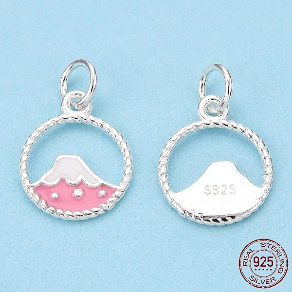 

PandaHall 925 Sterling Silver Enamel Charms, with Jump Ring, Volcano, Pink, 13x11x1mm, Hole: 3mm Sterling Silver+Enamel Mountain Pink