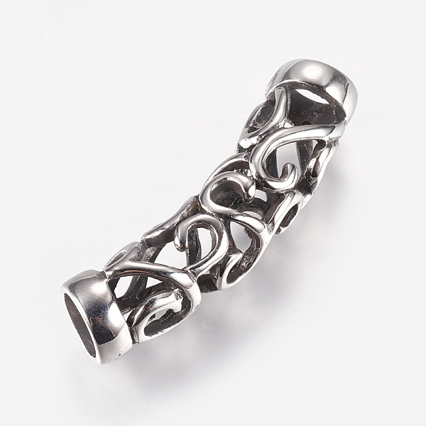 

PandaHall 304 Stainless Steel Hollow Tube Beads, Curved, Antique Silver, 40x10mm, Hole: 6.5mm 304 Stainless Steel Tube