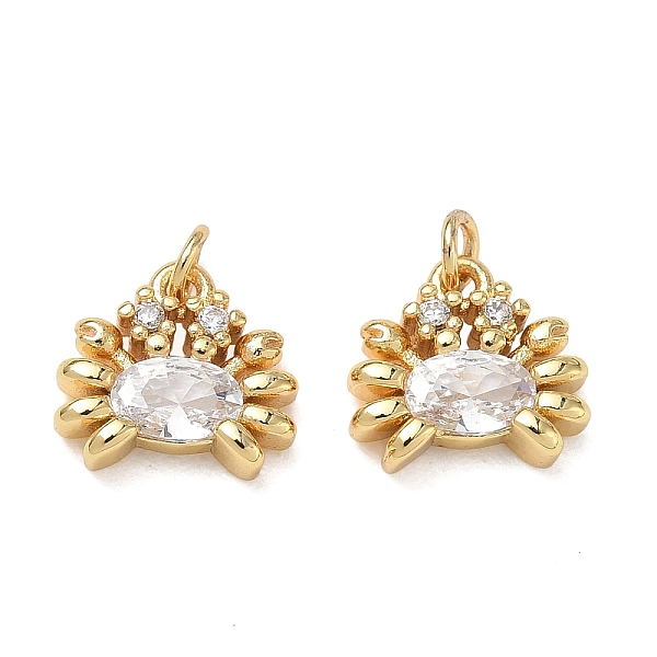 High Polished Ocean Brass Micro Pave Clear Cubic Zirconia Pendants