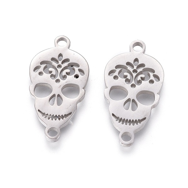 

PandaHall 201 Stainless Steel Links, Manual Polishing, Sugar Skull, For Mexico Holiday Day of the Dead, Stainless Steel Color, 20x10.5x1.5mm...