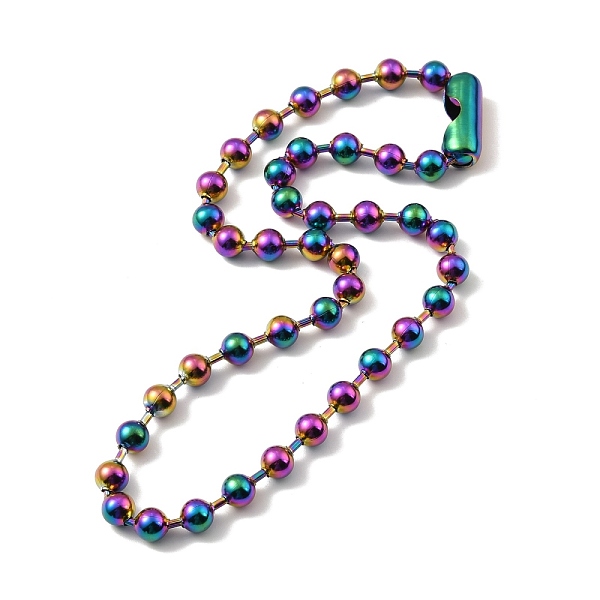 

PandaHall Ion Plating(IP) 304 Stainless Steel Ball Chain Necklace with Connecter Clasp for Women, Rainbow Color, 20.47 inch(52cm) 304...