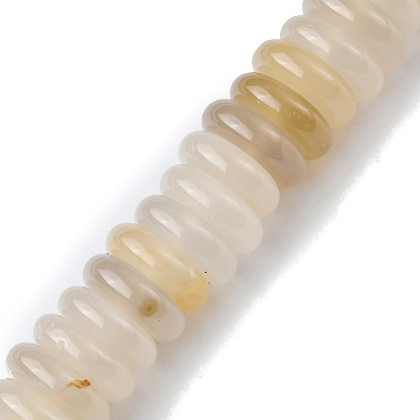 

PandaHall Natural White Agate Beads Strands, Disc, 12x3.5~4mm, Hole: 1.4mm, about 51pcs/strand, 7.48~8.19 inch(19~20.8cm) Natural Agate Disc