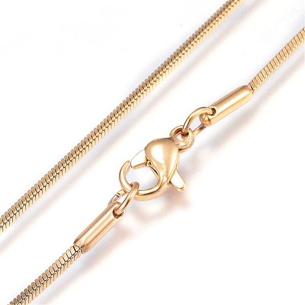 

PandaHall 304 Stainless Steel Snake Chain Necklaces, with Lobster Claw Clasps, Golden, 1.2mmx19.7 inch(50cm) 304 Stainless Steel