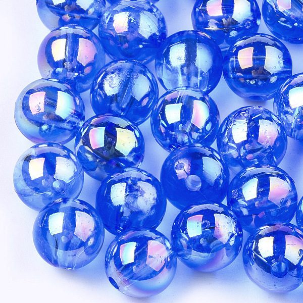 

PandaHall Transparent Plastic Beads, AB Color Plated, Round, Blue, 4mm, Hole: 1.4mm, 10000pcs/250g Plastic Round Blue