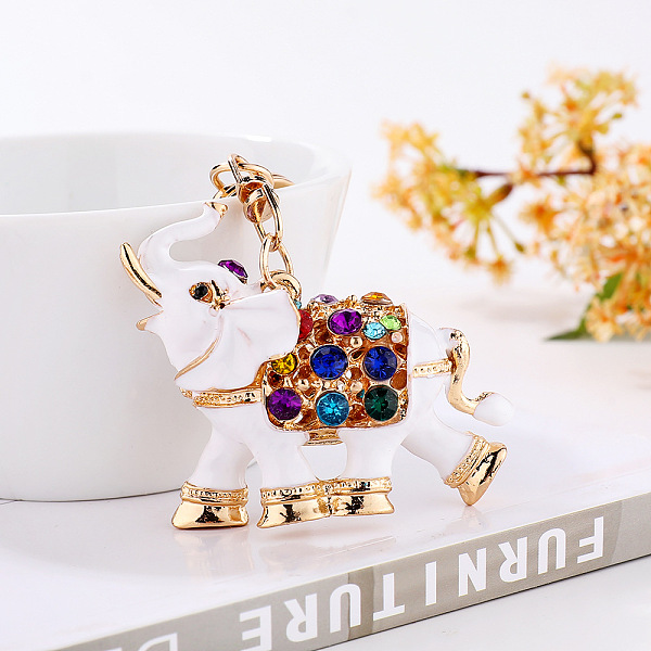 

PandaHall Alloy Rhinestone Keychains, Enamel Style, Elephant Pendant Keychain, White, 11cm Alloy Rhinestone+Enamel Elephant White