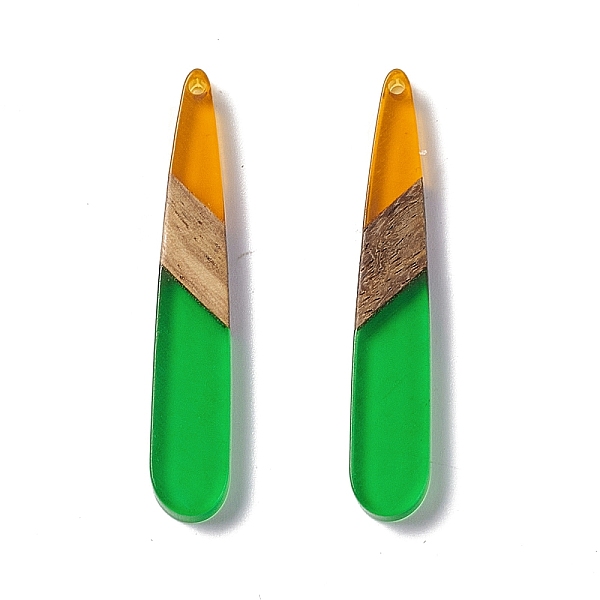 

PandaHall Transparent Resin & Walnut Wood Pendants, Teardrop Charms, Lime Green, 44x7.5x3.5mm, Hole: 1.5mm Resin+Wood Teardrop