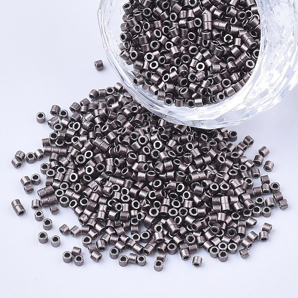 PandaHall Cylinder Seed Beads, Uniform Size, Metallic Colours, Coffee, 1.5~2x1~2mm, Hole: 0.8mm, about 4000pcs/bag, about 50g/bag Glass...