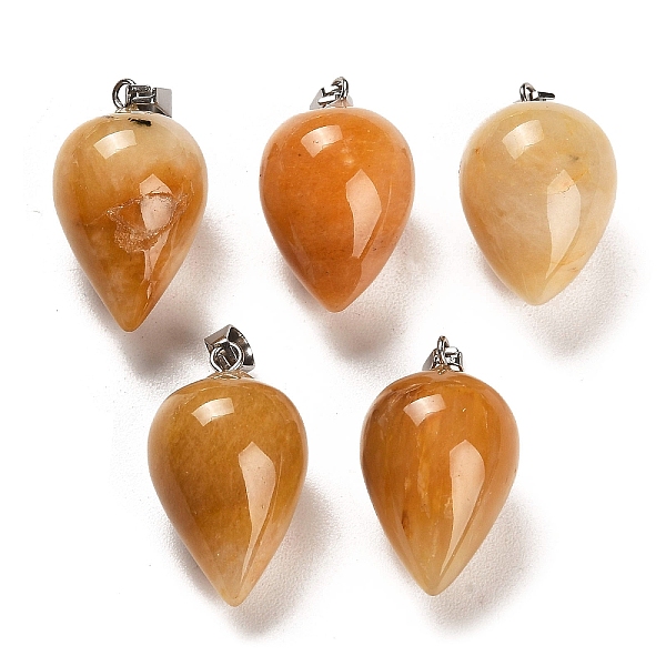 

PandaHall Natural Topaz Jade Pendants, with Platinum Plated Iron Snap on Bails, Teardrop, 24~25x15~16mm, Hole: 7x3.5mm Topaz Jade Teardrop