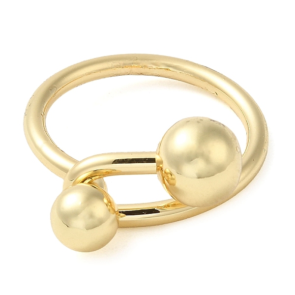 

PandaHall Rack Plating Brass Round Beaded Finger Rings, Real 16K Gold Plated, US Size 8 1/4(18.3mm) Brass Round